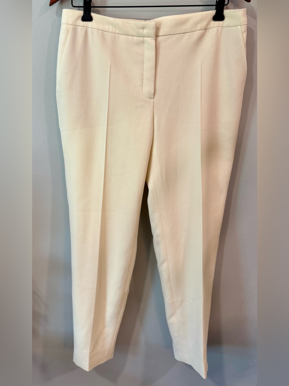 Escada Cream Tailored Straight-Leg Trousers Sz 38